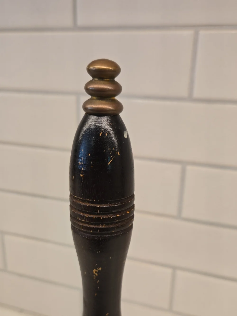 Vintage Brass Hand Bell with Dark Wood Handle